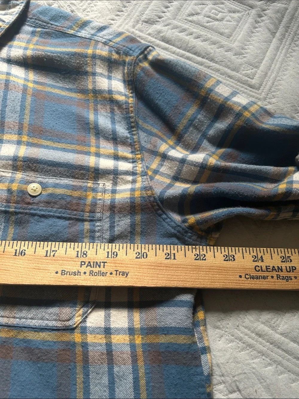JCrew Men's L Blue/Yellow Plaid Cotton Flannel Chest Pkts Button-Up Shirt